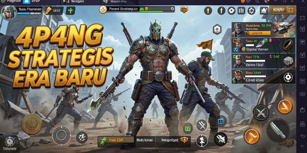 Screenshot gameplay 4P4P yang menunjukkan pertarungan tim di arena.