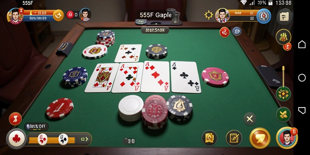 Tangkapan layar utama gameplay Gaple 555F yang seru dan interaktif.