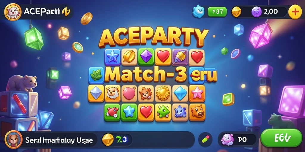 Tampilan seru gameplay ACEPARTY dalam mencocokkan item Match-3.