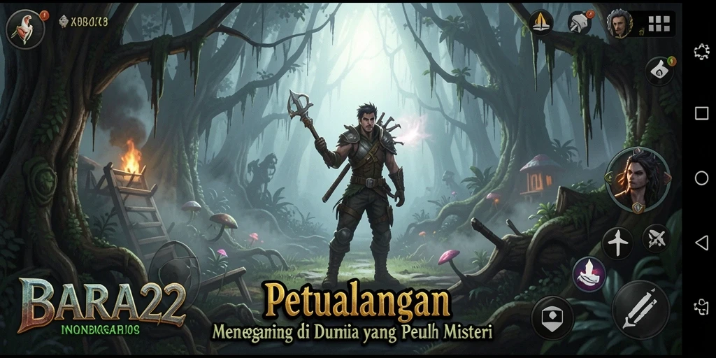 Tangkapan layar utama BARA22 menampilkan aksi gameplay petualangan yang memukau.