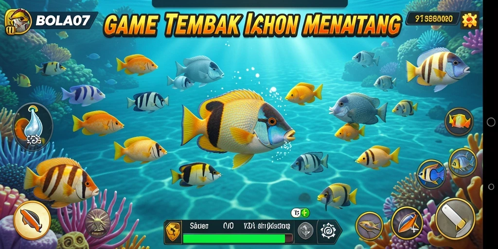 Tampilan gameplay menembak ikan yang seru dan interaktif.