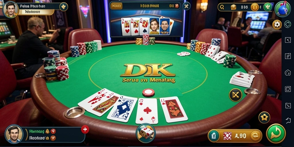 Screenshot gameplay DKK menampilkan pemain yang terlibat dalam permainan Poker.
