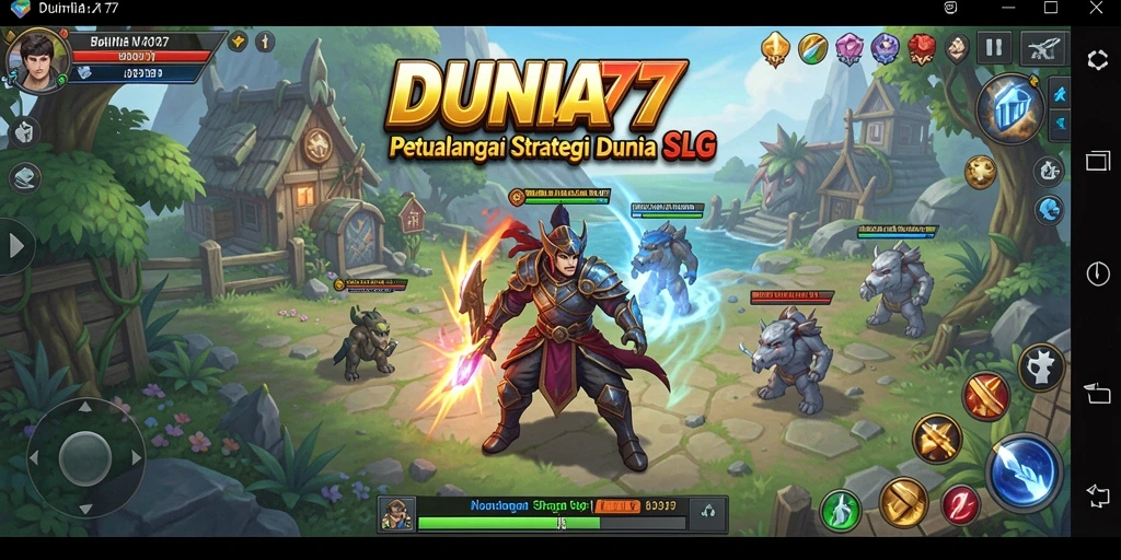 Tampilan gameplay <strong>DUNIA77</strong> dengan strategi dan pertarungan yang mendalam.