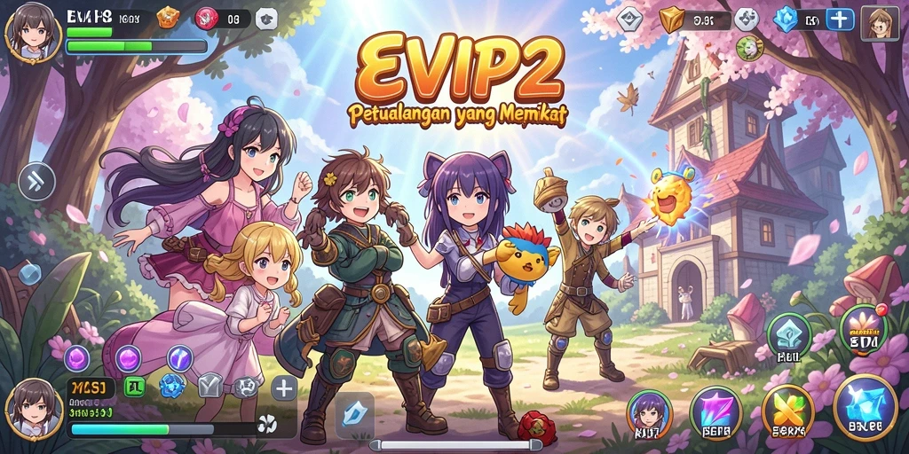 Gameplay EVIP2 yang penuh warna dan seru dalam dunia anime.