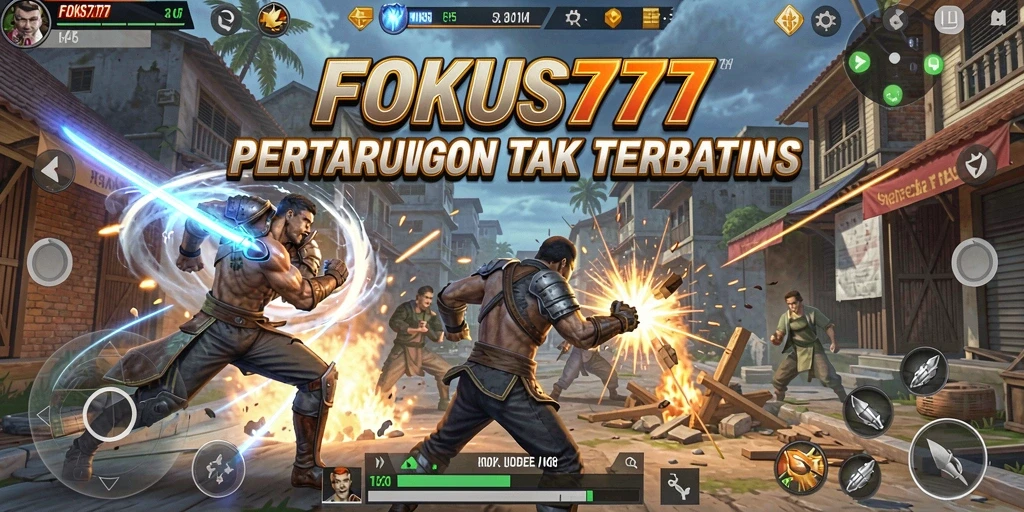 Screenshot gameplay FOKUS777 menampilkan aksi pertarungan yang mendebarkan.
