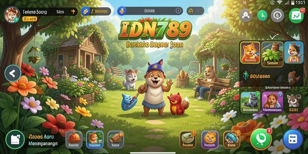 Tangkapan layar gameplay IDN789 dengan aktivitas berkebun yang menakjubkan.