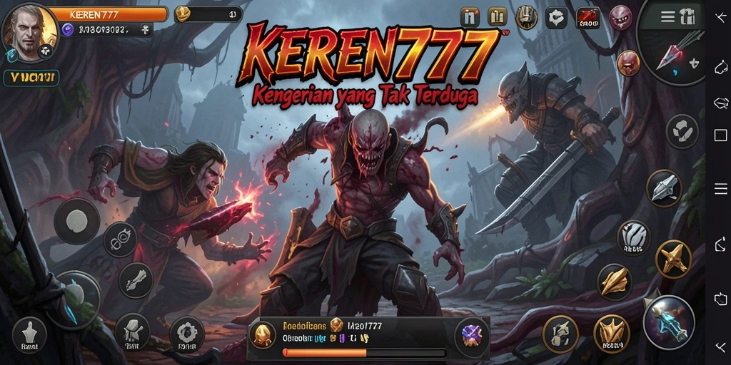 Tangkapan layar gameplay KEREN777 dalam suasana Horror menyeramkan.