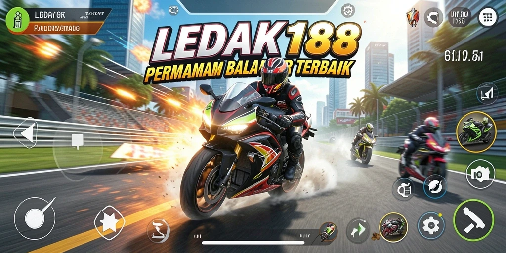 Tampilan menawan dari gameplay balap motor LEDAK188.