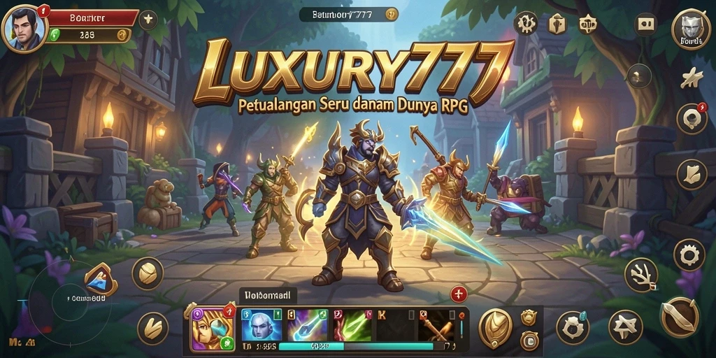 Tangkapan layar dari gameplay <strong>LUXURY777</strong> menampilkan pertarungan epik dan eksplorasi dunia fantastis.