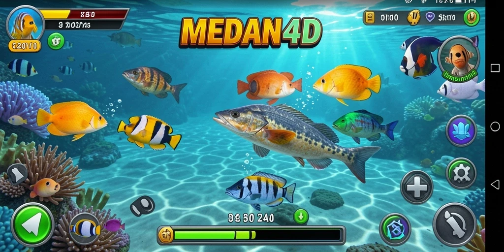 Screenshot gameplay MEDAN4D yang menampilkan aksi memancing ikan.