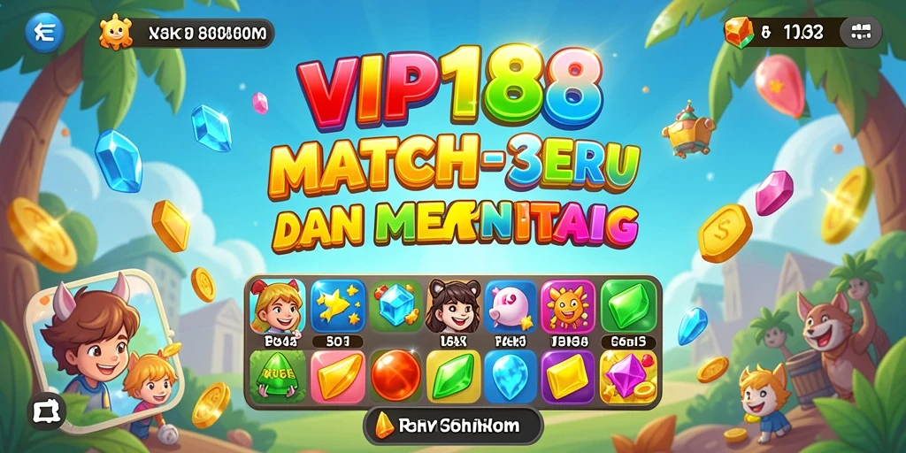Tampilan gameplay seru dari VIP188 dengan kombinasi item Match-3.