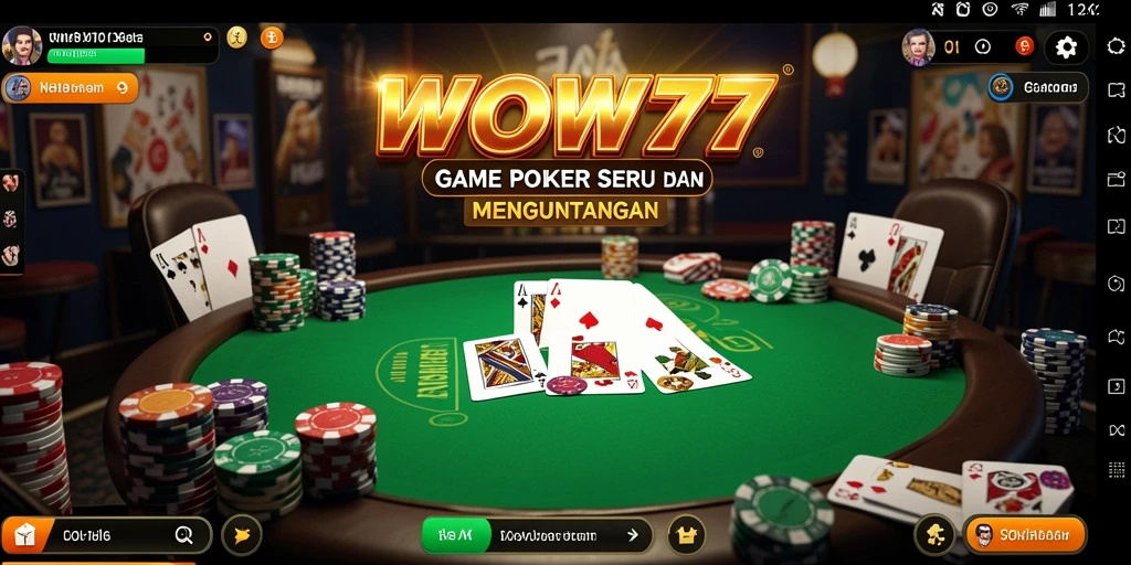 Tampilan gameplay Poker yang mendebarkan di WOW77.